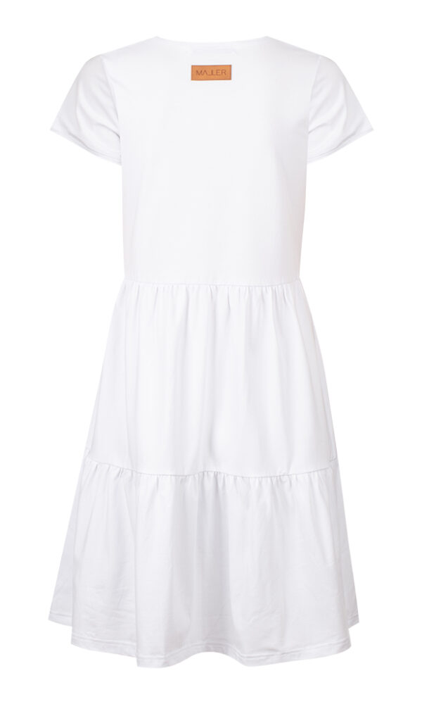 Dámské tričkové šaty s volány BASIC white
