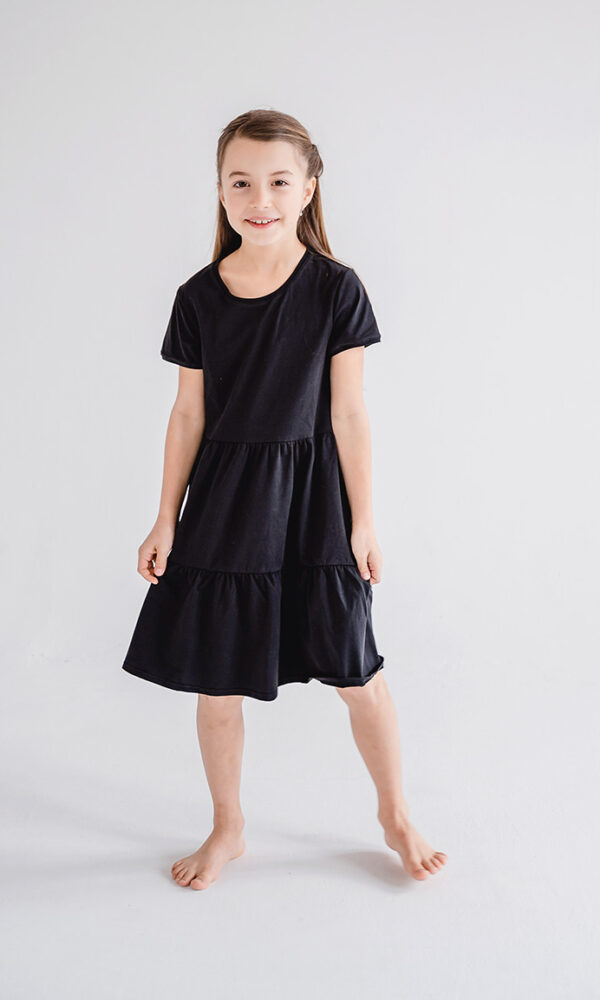 Dětské letní tričkové šaty BASIC černé