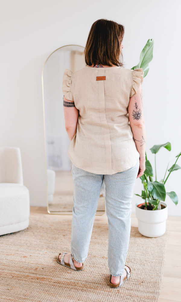 Dámské lněná tunika LINEN s volánky béžová