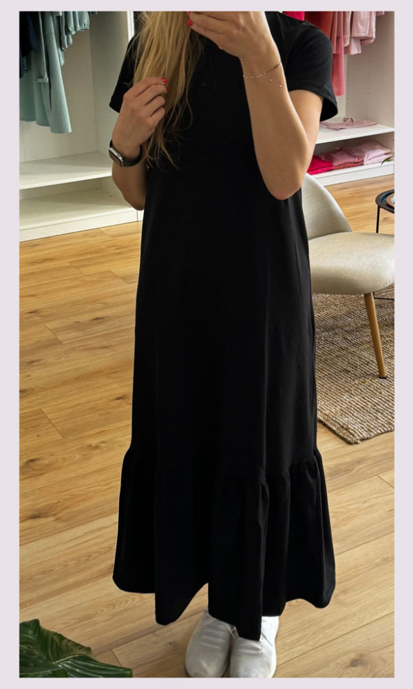 Dámské bavlněné šaty s volánem LOREN dlouhé černé