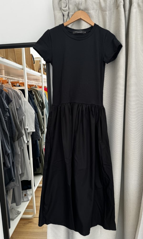 Dámské bavlněné šaty POPLIN krátký rukáv černé