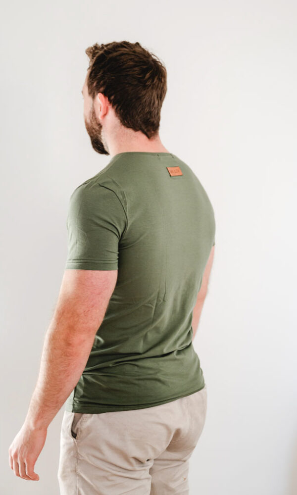 Pánské tričko BASIC kulatý výstřih khaki