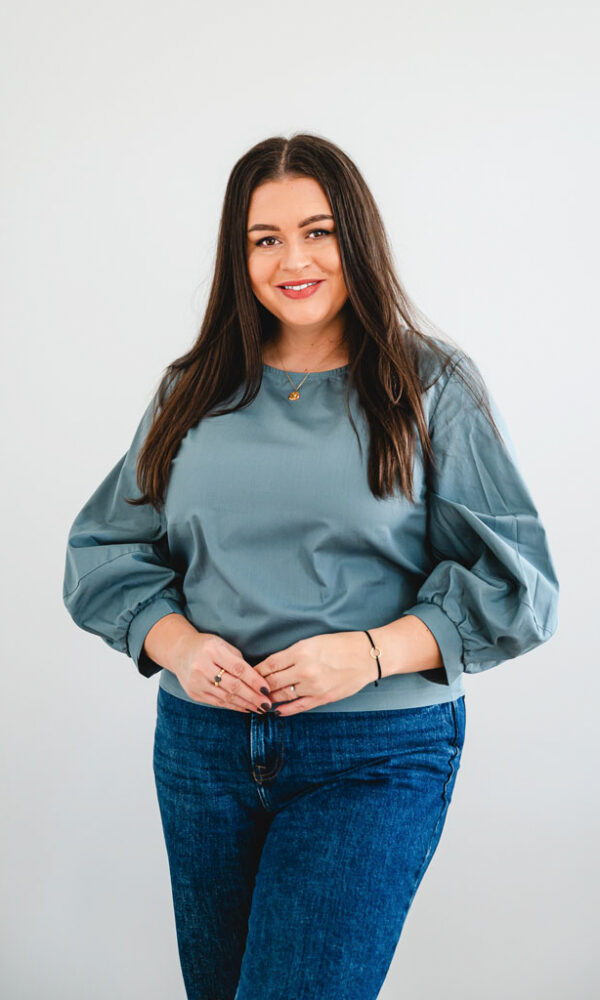 Dámská bavlněná tunika POPLIN s balónovými rukávy mint