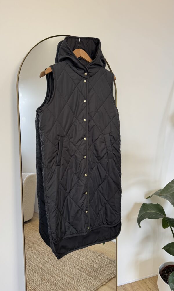 Dámská prošívaná vesta Lara dlouhá černá