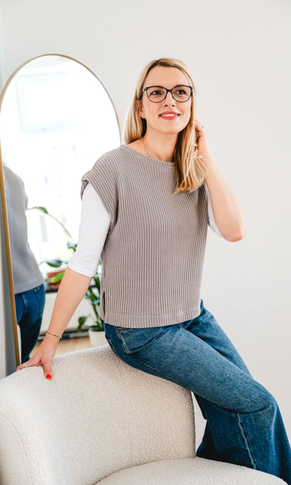 Dámská vesta ZARA šedo-hnědá