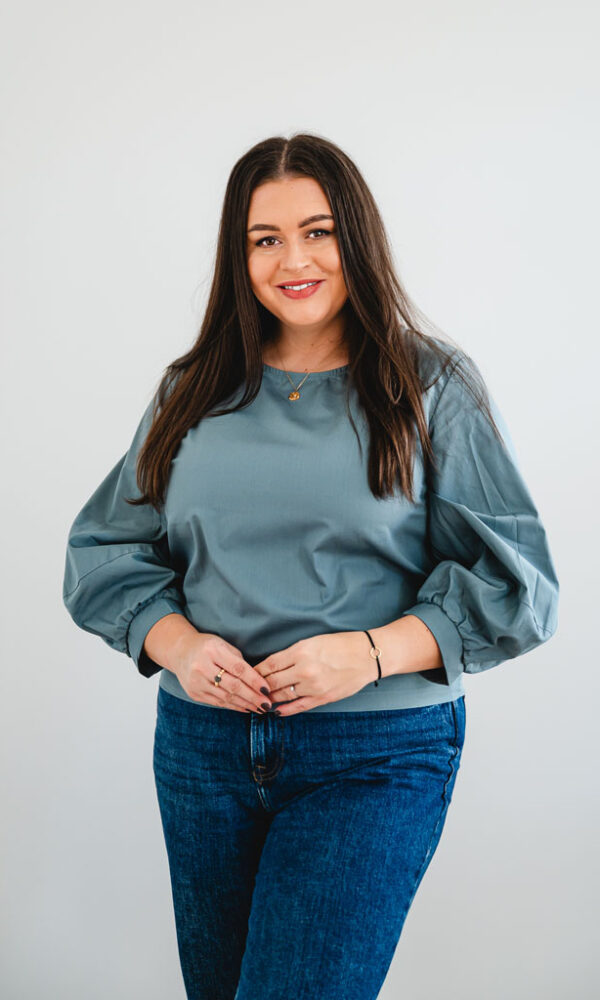 Dámská bavlněná tunika POPLIN s balónovými rukávy mint