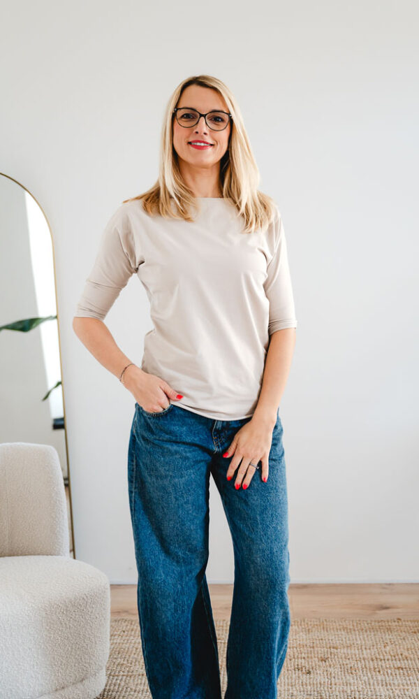 Dámské tričko BASIC LONG 3/4 rukáv béžové