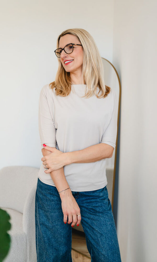 Dámské tričko BASIC LONG 3/4 rukáv béžové