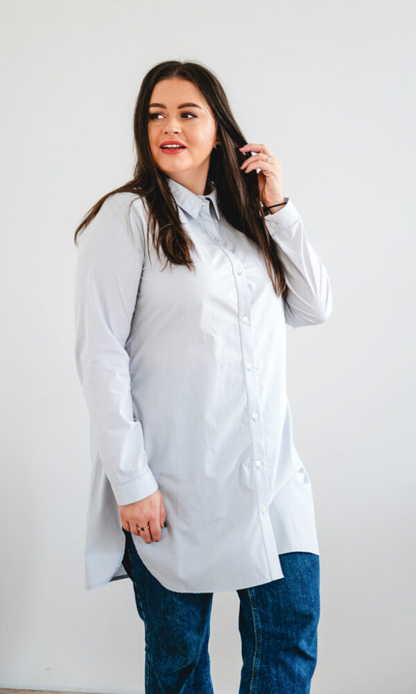 Dámská bavlněná košile POPLIN s řasením světle šedá