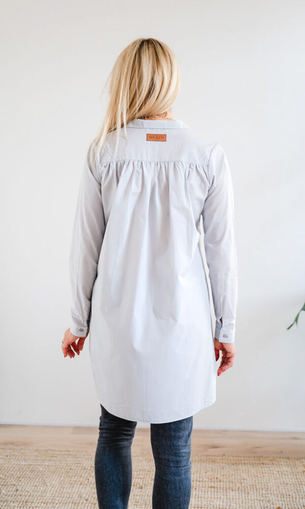 Dámská bavlněná košile POPLIN s řasením světle šedá